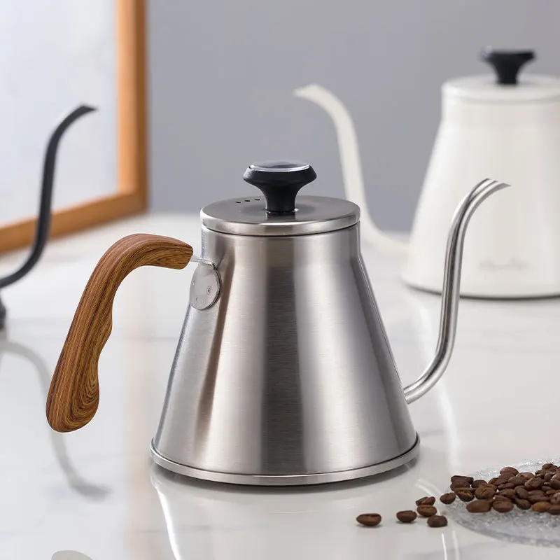 

1.1L European Style Gooseneck Kettle, 304 Stainless Steel Pour Over Coffee Pot with Lid & Temp Control, Camping Stove Use