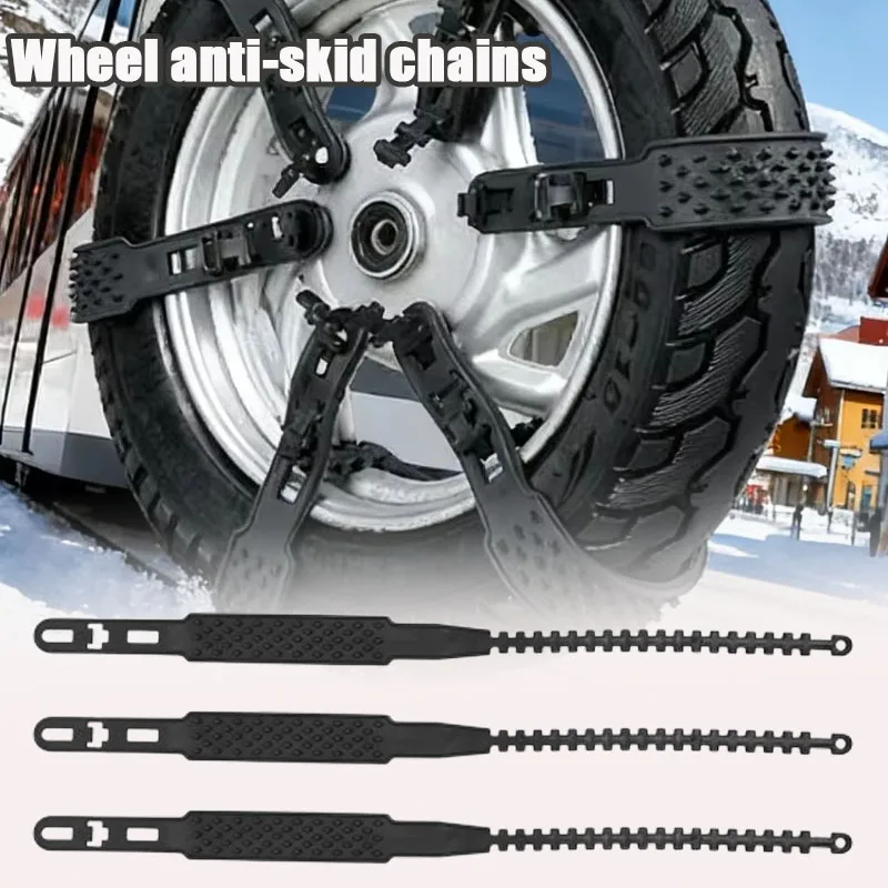 1-4PCS 2/3/4 Wheeler Snow Chains Non Slip Tire Protector Durable Rubber Studded Winter Traction Aid for Motorcycle Electric Bike