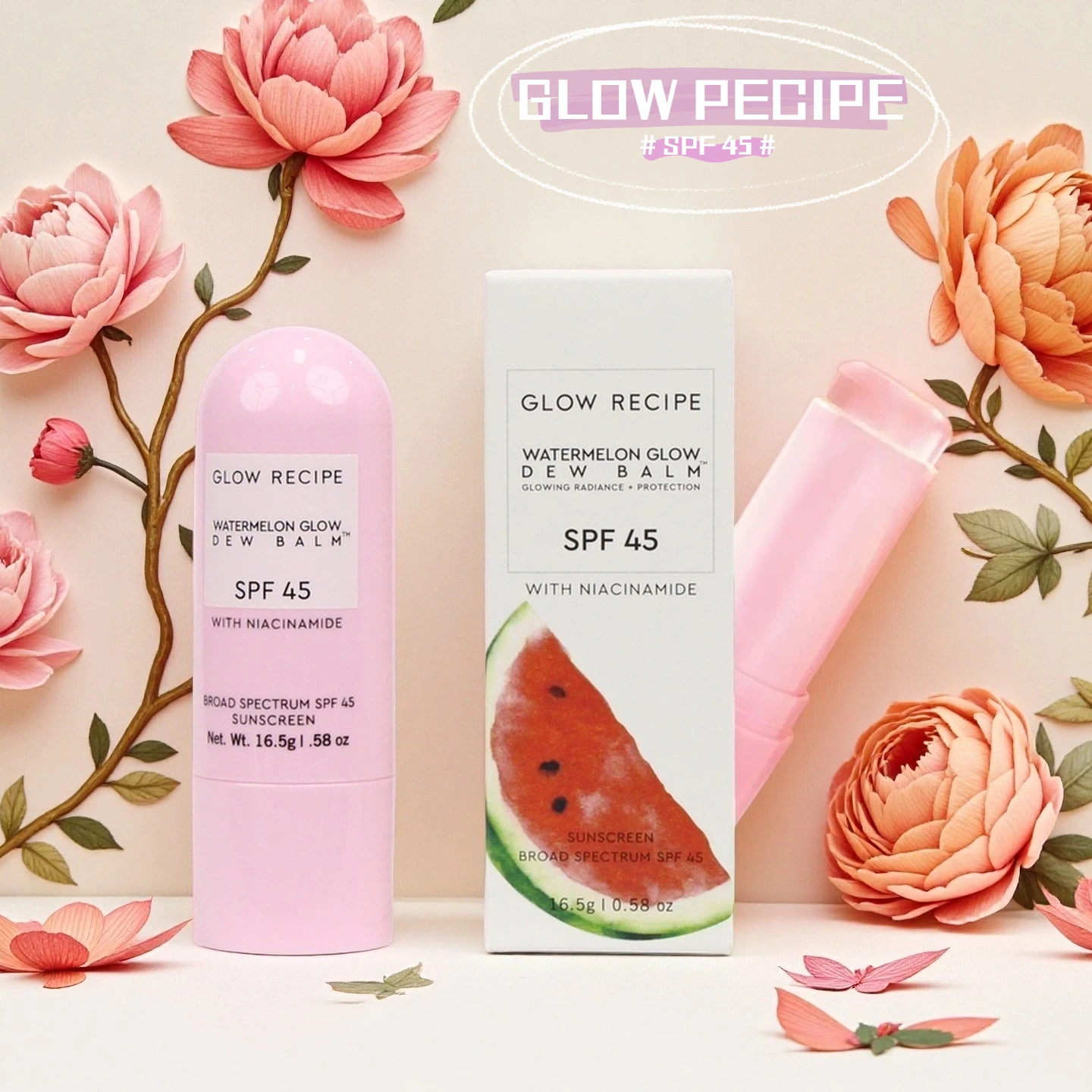 Bálsamo de terremidade de niacinamida brilhante de água, bastão de tela solar FPS 45