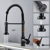 Spring Brushed Nickel Kitchen Faucet Deck Mounted Mixer Tap 360° Rotation Stream Sprayer Nozzle Sink Hot Cold Retractable Taps