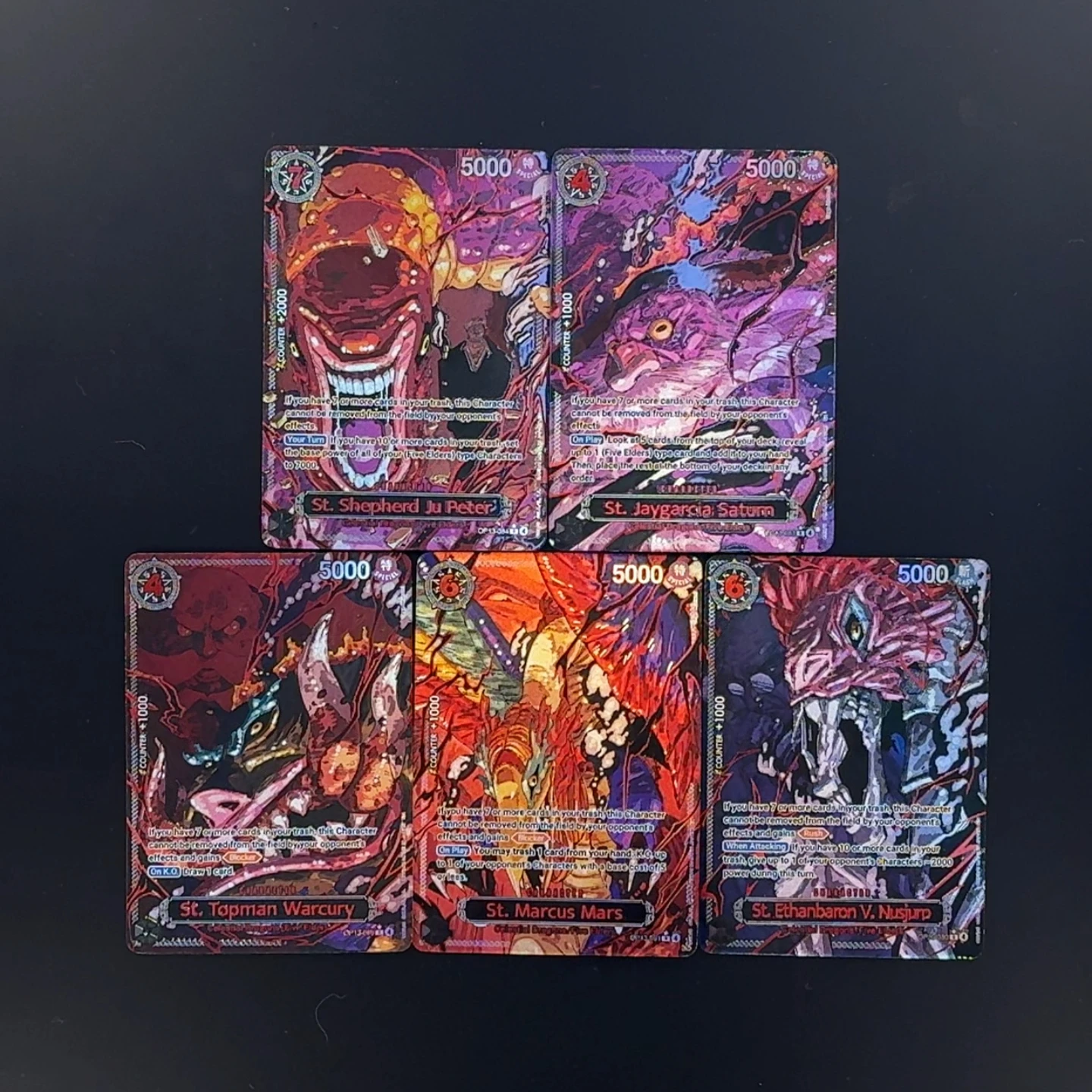 One Piece TCG OPCG English Character Card OP13 Imu Deck 5 Gorosei Nusjuro Saturn Ju.Peter Warcury Mars Textured Foil Card
