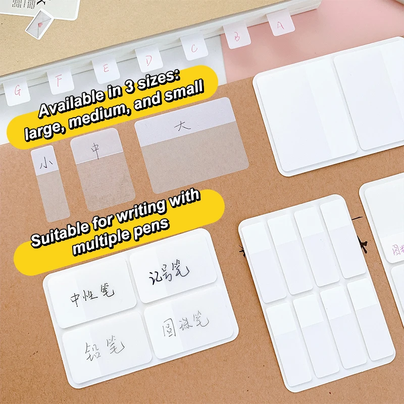 40/80/160 Pages Frosted Simple Pure White Index Stickers Transparent Label Stickers DIY Sticky Notes Office School Supplies