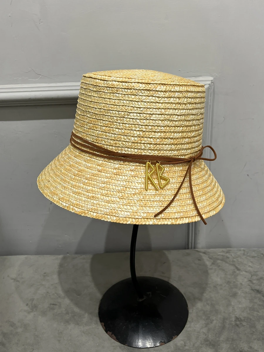 Kapelusz słomkowy damski Retro Elegancki na wyjścia Kapelusz typu bucket Kapelusz słomkowy typu basin Ochrona przed słońcem Kapelusz przeciwsłoneczny na plażę — zdjęcie 2