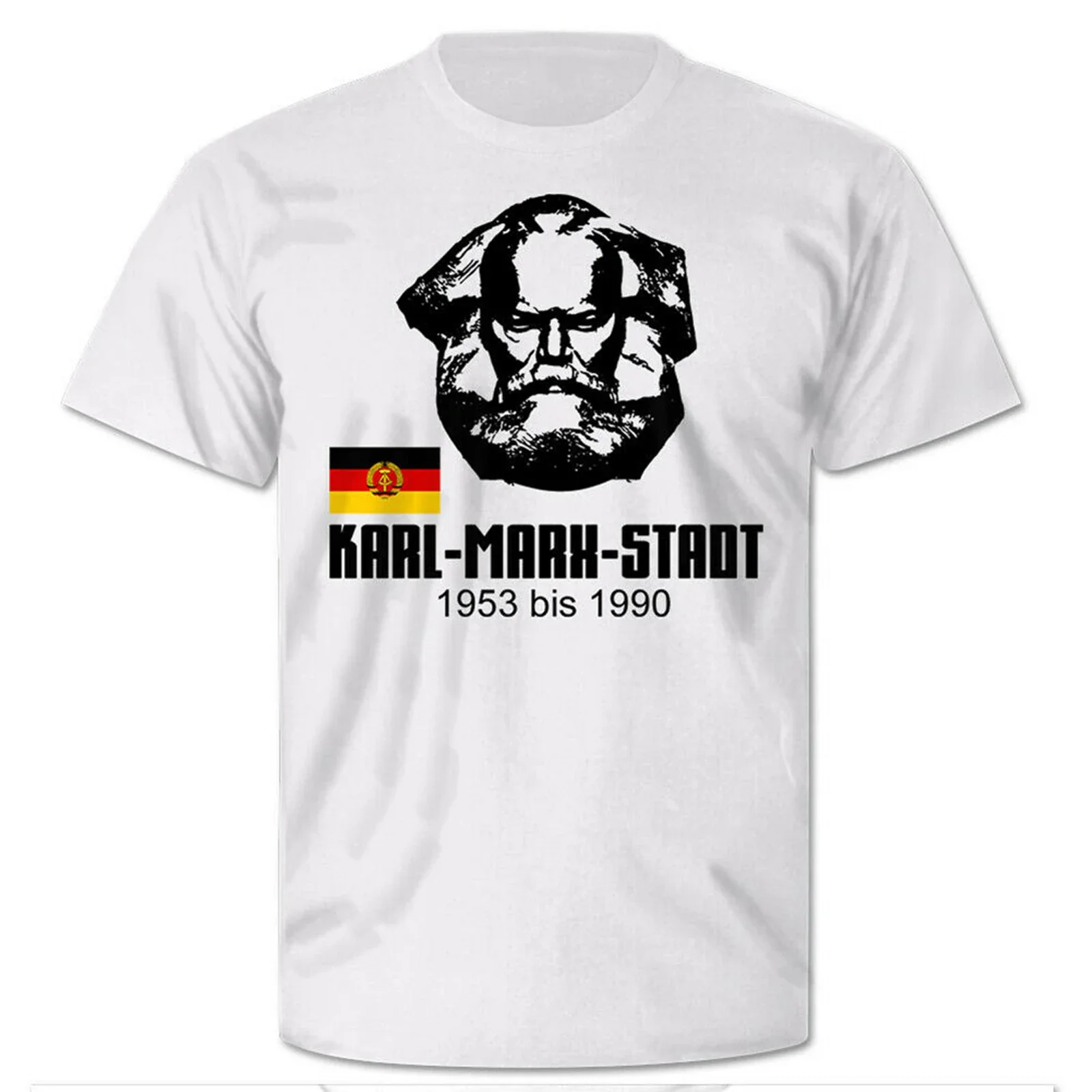 Karl-Marx-Stadt Chemnitz Monument DDR Ost Deutschland - T-Shirt Herren 100 % Baumwolle Casual T-Shirts Loose Top Größe S-3XL