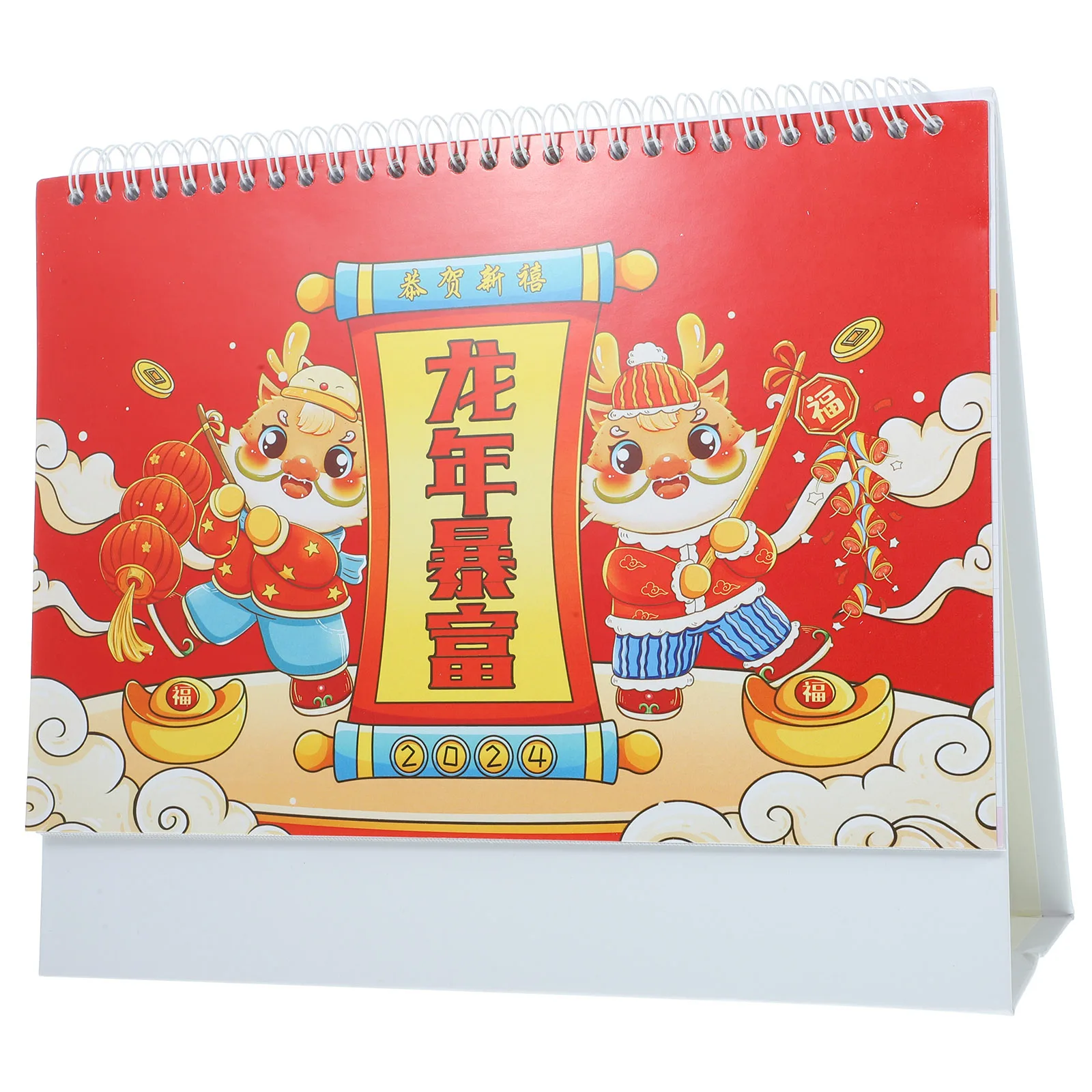 

2024 Dragon Year Desk Calendar Perfect Size for Office Home Decoratable Flip Tabletop Standing Paper Calendars