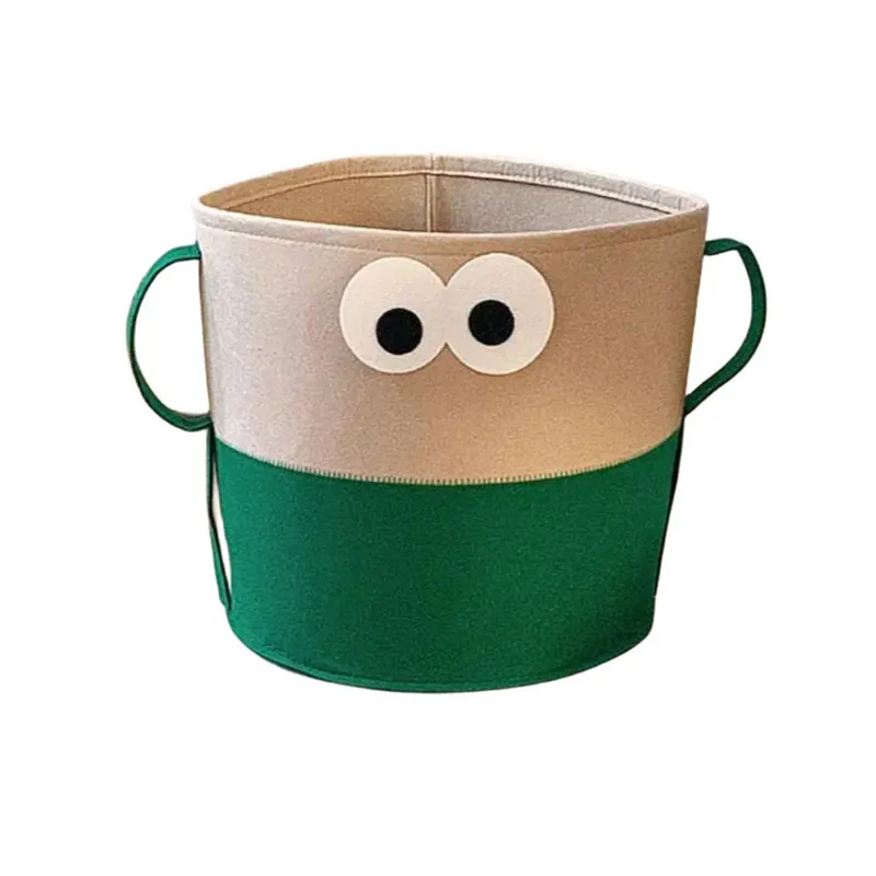 Large Capacity Big Eyes Doll Felt Storage Basket Collapsible Felt Toy Sundry Storage Basket Dirty Laundry Basket