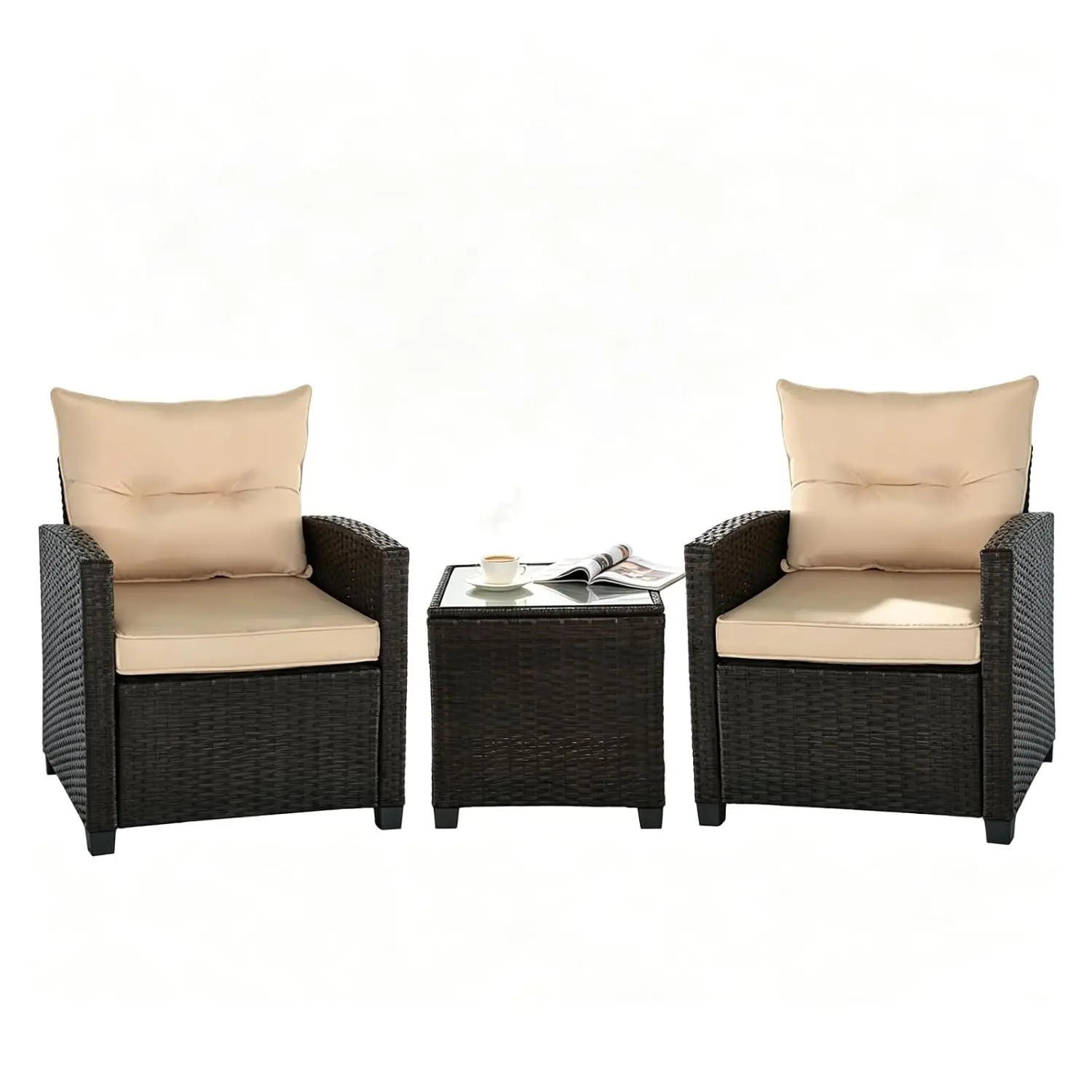 3 Pieces Patio Furniture Set,Outdoor Wicker Table And Chairs, Customized