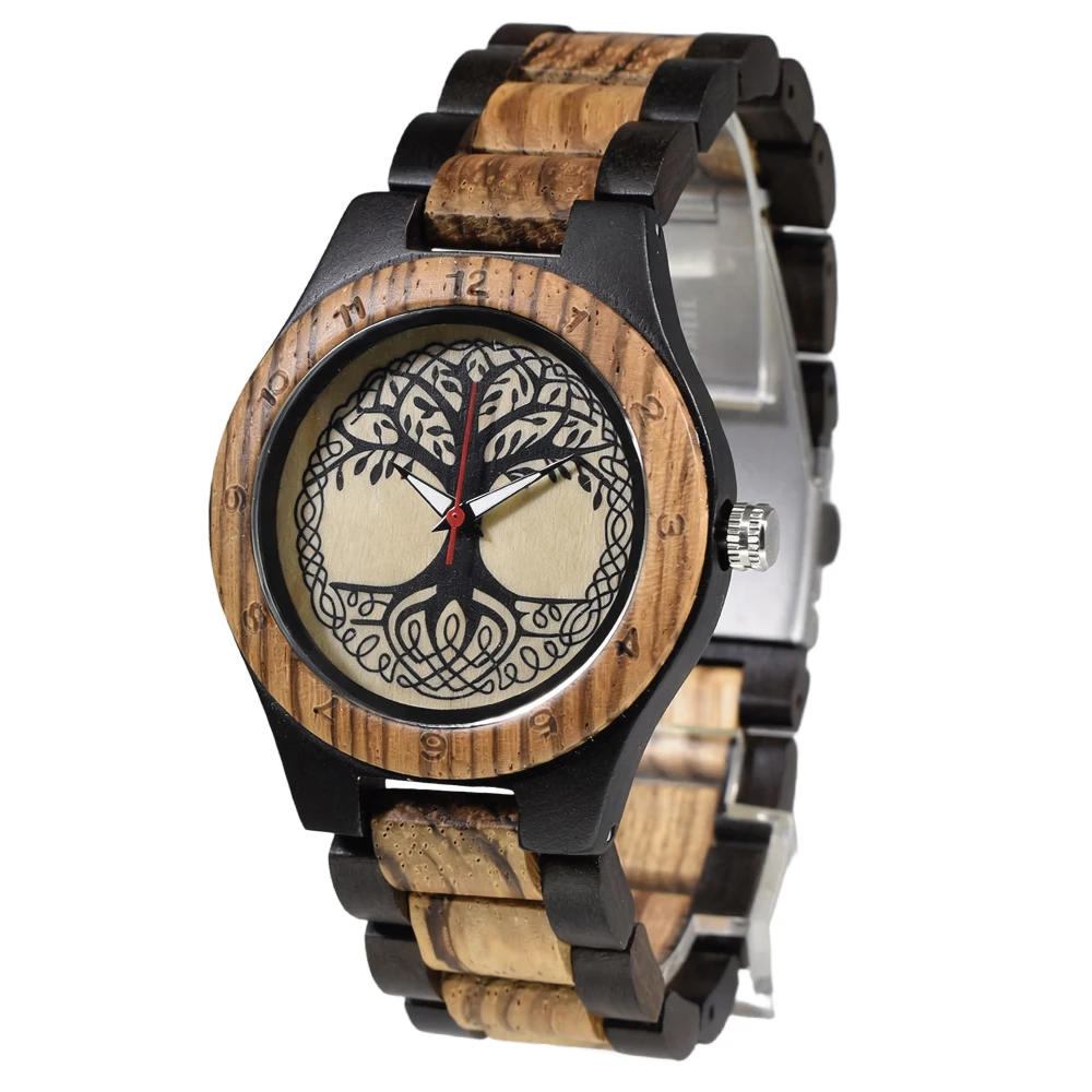 Casual Zebra Wood Watch for Women Bright Luminous Hands Comfortable Daily Style Quartz Timepiece
