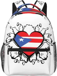 Puerto Rico Flag Backpack Adjustable Shoulder Strap Bookbag Casual Daypack Lightweight Backpack for Adults