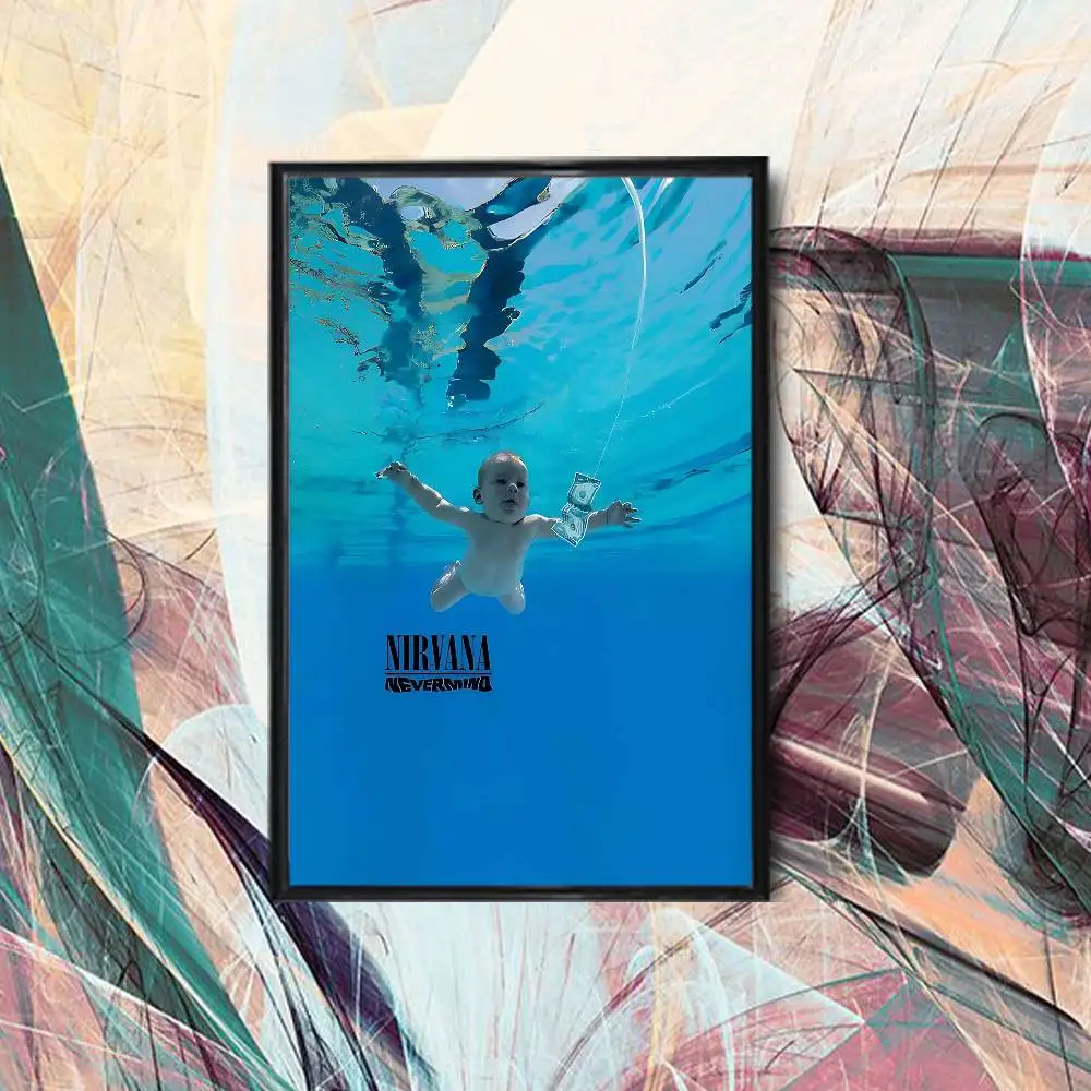Underwater Baby Nirvana Nevermind Poster Trendy Wall Art For Coffee Office Bar Decoration Best Gift Good Sticker Printed