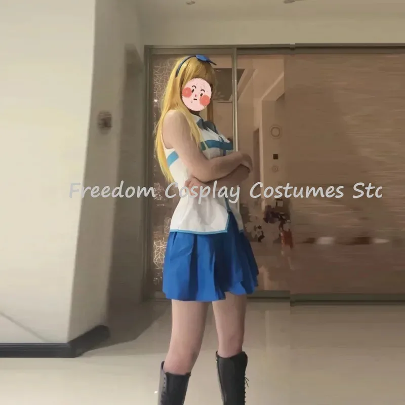 

aa69Аниме FAIRY TAIL Люси Хартфилия Косплей Костюм парик Топ Юбка Шпилька Набор Хэллоуин Макияж Вечеринка для Женщин