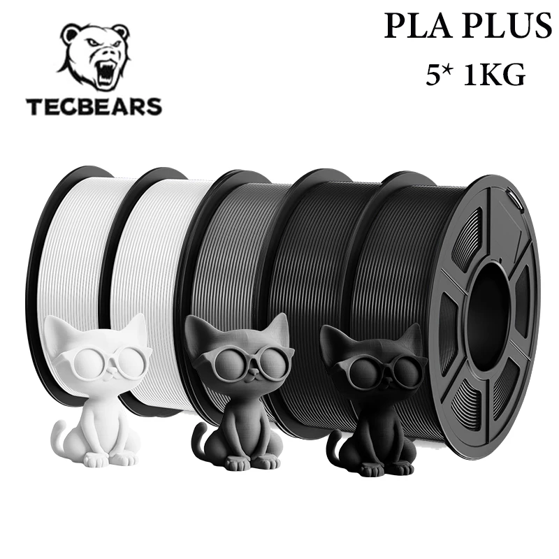 

TECBEARS pla plus 5KG/5Rolls PLA+ 3D Printer Filament 1.75mm PLA Matte Filament set High Toughness for 3D Filament Warehouse DE