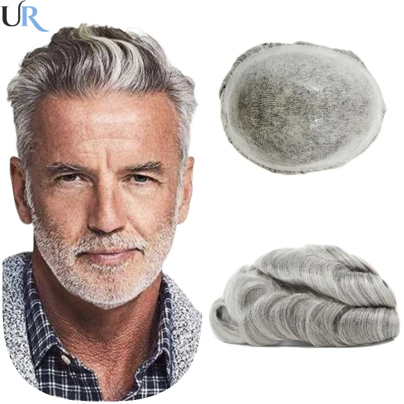 Natural Bronw Male Hair Prosthesis 0.1mm Skin Toupee Men Durable Wigs For Men 100% Human Hair System Unit Capillary Prosthesis