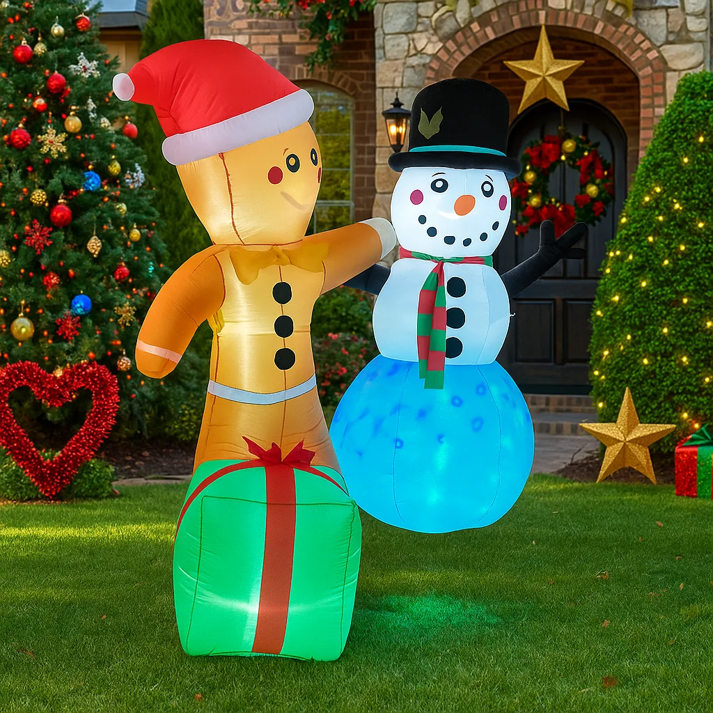 1,8 M/5,9 FT Aufblasbare Lebkuchenmann Schneemann Geschenk Box Led-leuchten Hause Dekoration Spielzeug Hof Weihnachten Ornament Urlaub decor Liefert