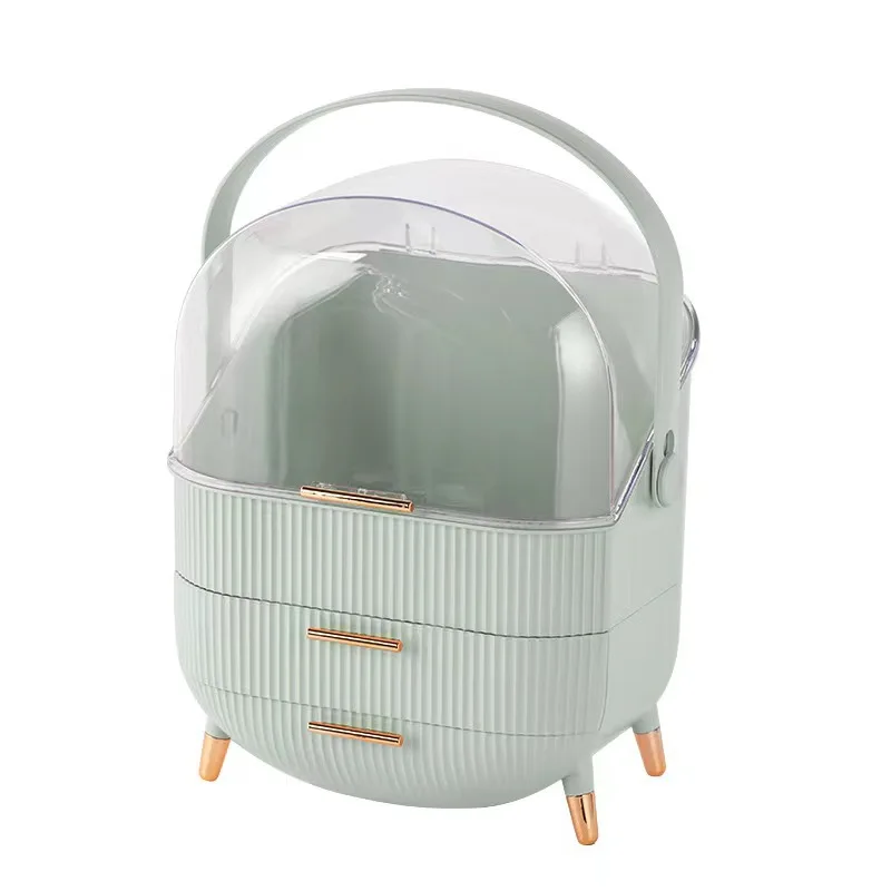 Large Cosmetic Storage Box Desktop Capacity Dustproof Storage Rack Vanity Lipstick Cosmetics Jewelry Storage Cabinet Organizer