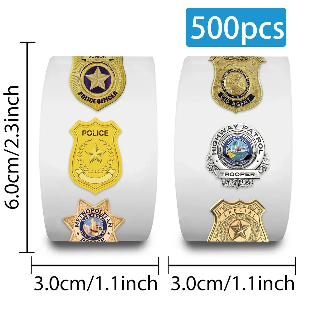 500 шт./рулон, креативный имитационный полицейский значок, граффити, наклейки, памятная брошь, наклейки, декоративные чехлы для телефонов, велосипедные чашки