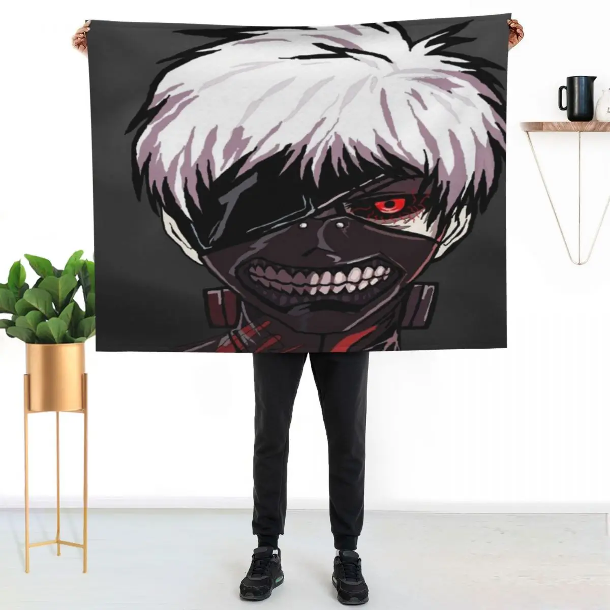 Ken Kaneki Digital Throw Blanket Flannel Baby Heavy valentine gift ideas Hairy Soft Plaid Blankets