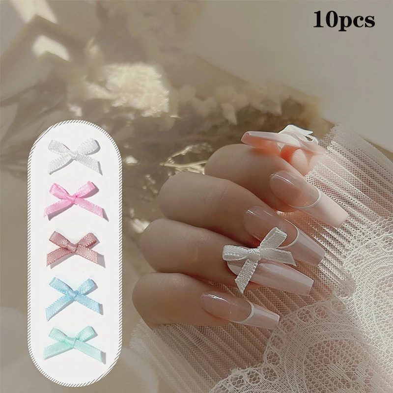 10Pcs Ballet Dance Shoes 3D Nail Decoration Charms Ribbon Dance Shoes Ribbon Nail Art DIY Kawaii Ballet Bows Manicure Supplies