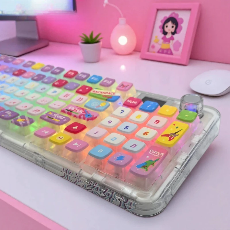 

Набор тематических кейкапов для создания захватывающей атмосферы, кастомные PBT-кейкапы с профилем SAX для ПК, милые кейкапы для механических клавиатур, аксессуары