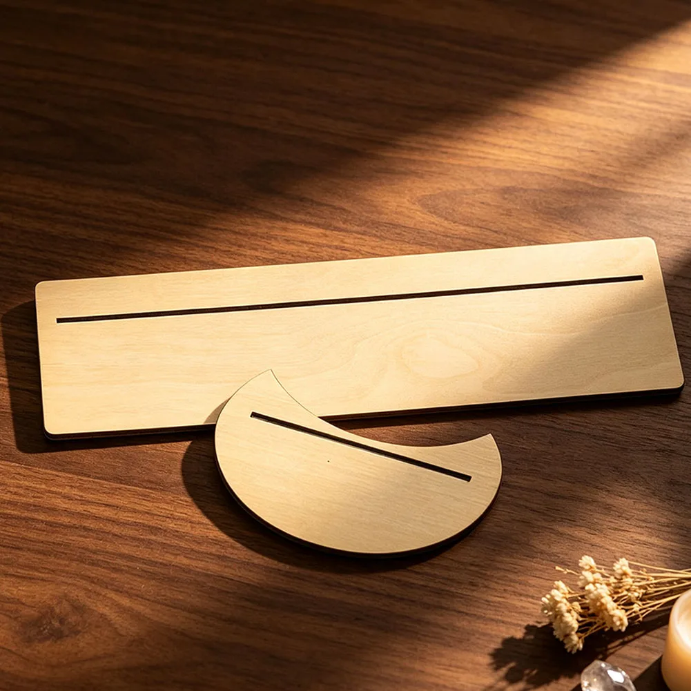 Holz-Tarotkartenhalter-Set mit Pilz- und Stern-Gravur, Langer & Halbmond-förmiger Behälter für Heimdekoration, Tischdekoration, Handwerksgeschenk – Detail 4