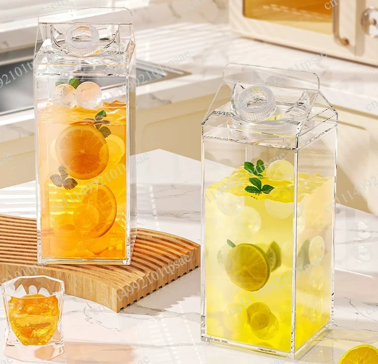 1900ML Milk Bottle Outdoor Drinking Pot Large Capacity Juice Tea Cup Transparent Milk Bottle Portable Plastic Transparent Bottle