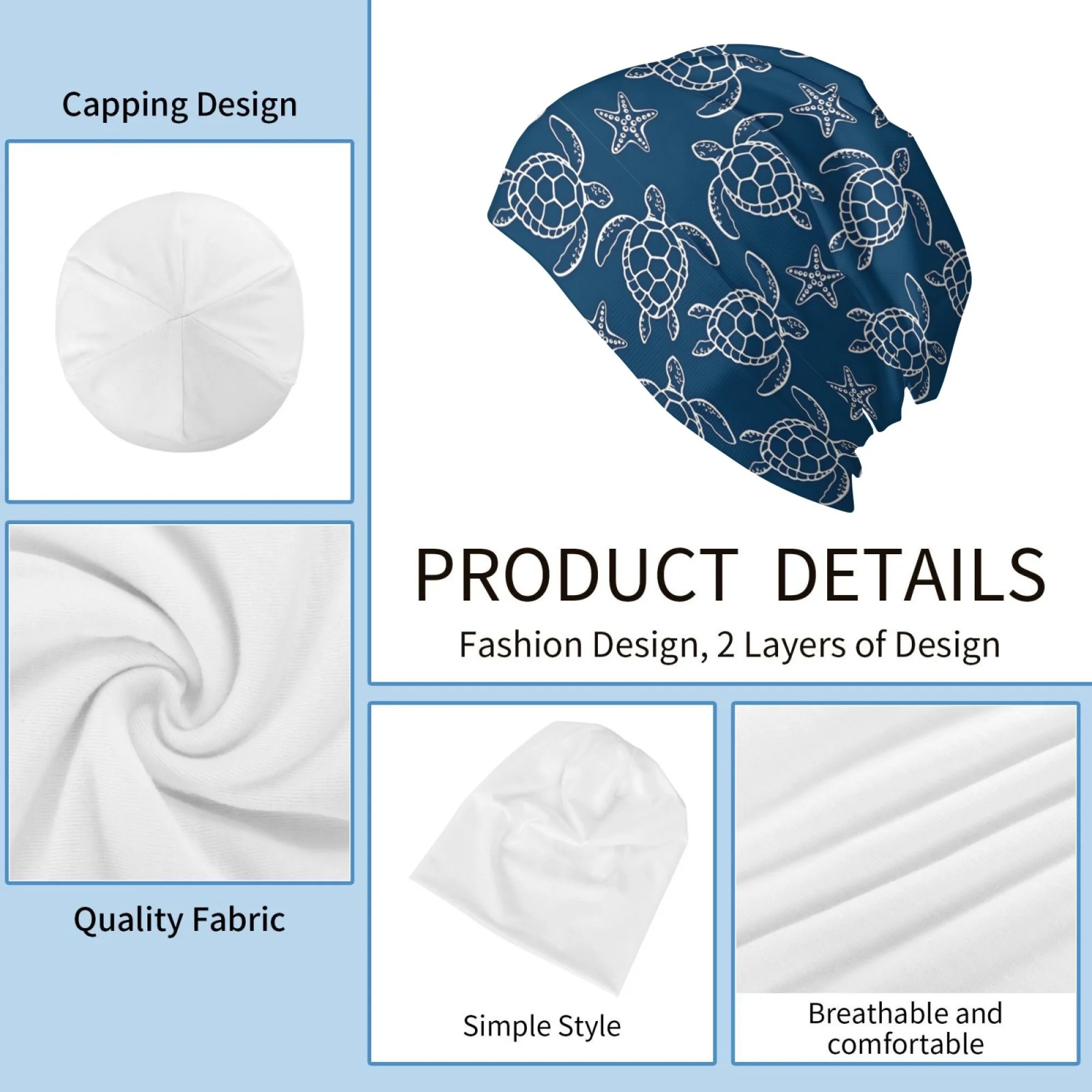 Novedad, gorro con estampado de tortuga oceánica para hombre, gorro tejido Retro informal a la moda, cómodo y cálido, gorro de calavera feliz de Hip Hop callejero, regalo