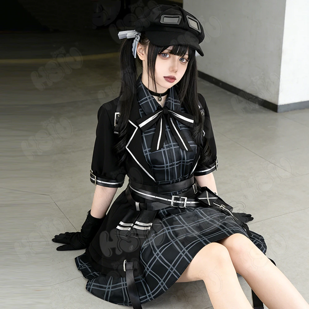 쿠로베 나노카 코스프레 가발 HSIU 60CM 검은색 긴 머리 내열성 가발 + 가발 모자 게임 마법 소녀 마녀 재판 코스프레 가발