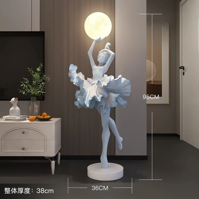 Girl Art Ornament Italian Abstract Sculpture Floor Lamps Ballet Hotel Lobby Creative Living Room Decorative Home Standing Lights