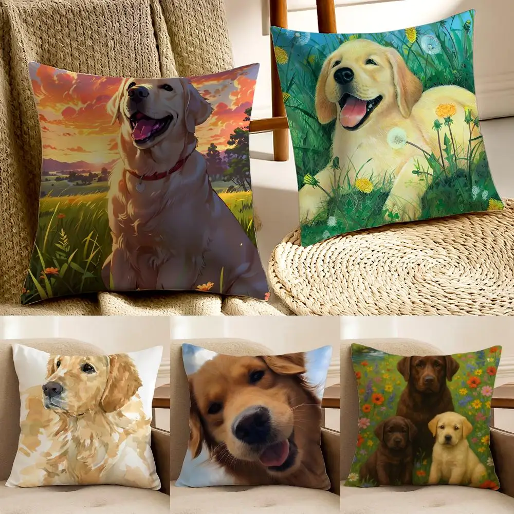 Labrador Retriever Pillow Friendly Dog Plush Cushion Cushion Cover Pillowcase Anti-dustmite living Room Sofa Decor Cushion Room