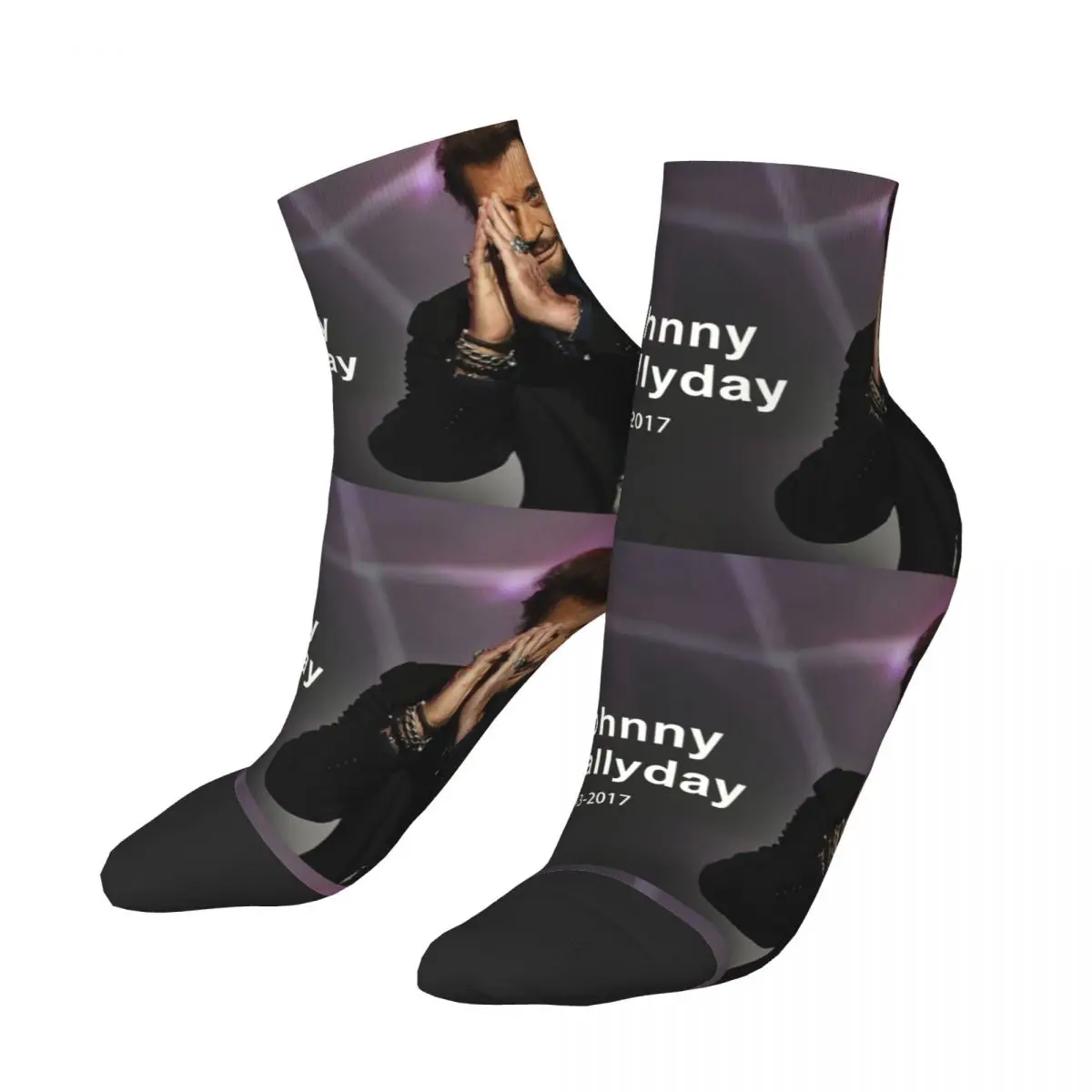 Novelty Printing Rock Johnny Hallyday Socks for Men Women Stretchy Summer Autumn Winter French Singer Music Crew Socks