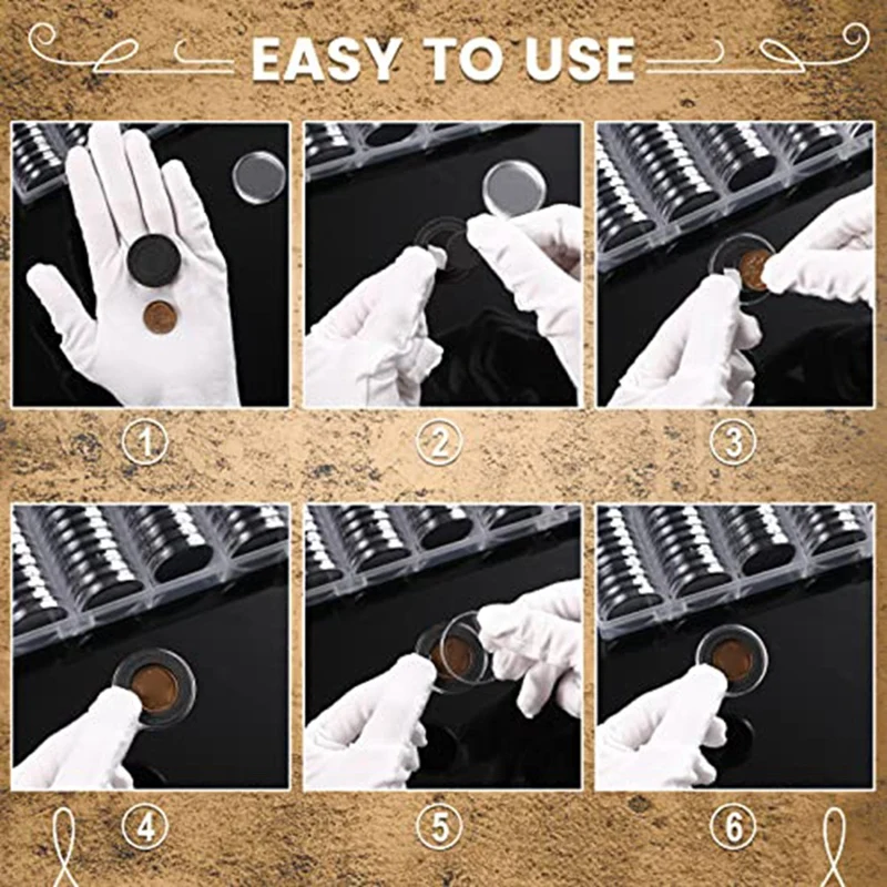 300 Piece 30 Mm Coin Capsules With Black Protect Gasket Foam 5 Sizes (17/19/21.5/25/27/30Mm)