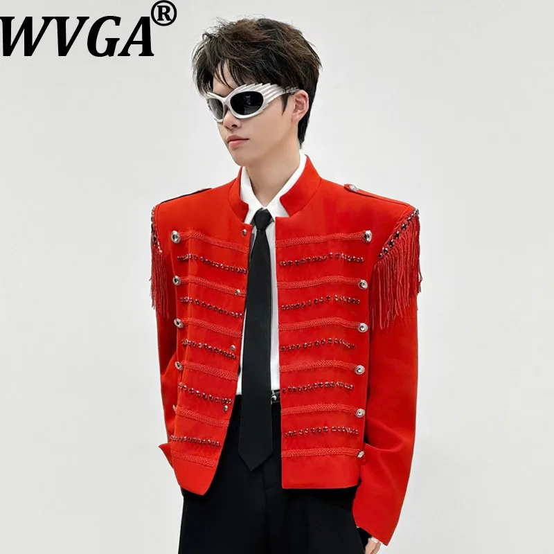 

Новая мужская демисезонная куртка WVGA с подплечниками, модным дизайном с бахромой, короткая, в стиле кэжуал, с металлическими пуговицами, W21425
