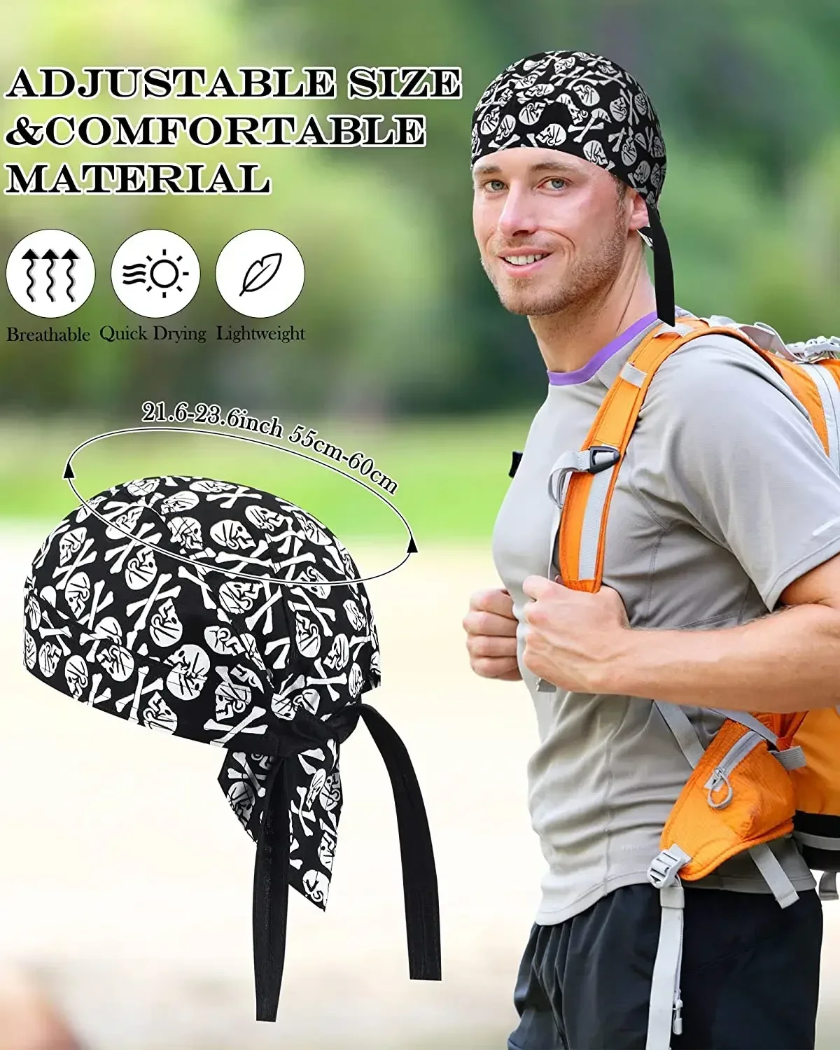 Outdoors Sport Headband Cycling Skull Pirate Cap Hat Bandana Head Wrap Breathable Helmet Liner Anti Sweat UV Men and Women