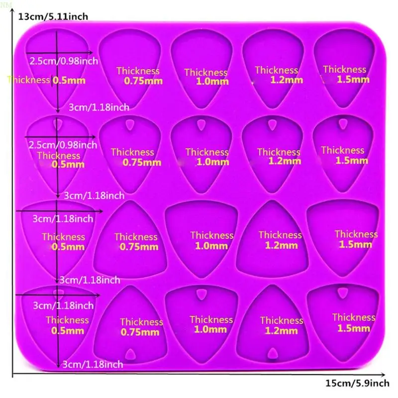 Púas guitarra universales, molde resina, púas guitarra silicona, molde fundición resina NM