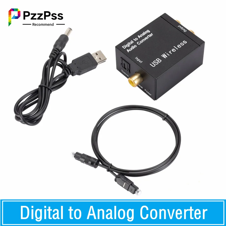 Digital to Analog Audio Converter Support Bluetooth Optical Fiber Toslink Coaxial Signal to RCA R/L Audio Decoder SPDIF DAC