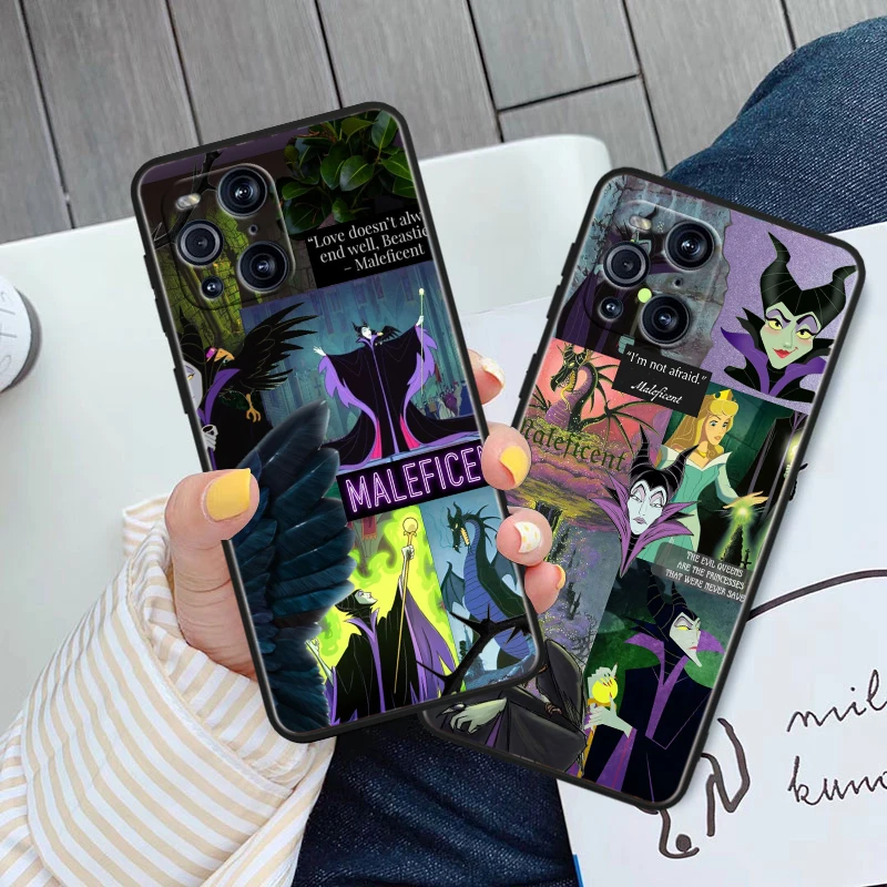 Disney Maleficent Black Phone Case For OPPO Find X2 X3 X5 Reno 5 6 7 8 10 11 Lite Neo Pro Plus 4G 5G Funda Soft Shell Cover Capa