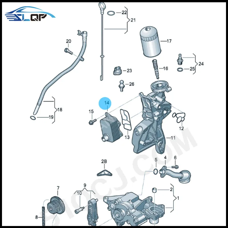 06J117021E/J EA888 Engine Second and Third Generation Golf MK6 GTI Passat B7 Tiguan A4 Q3 Q5 Eos Aluminum Oil Radiator Cooler