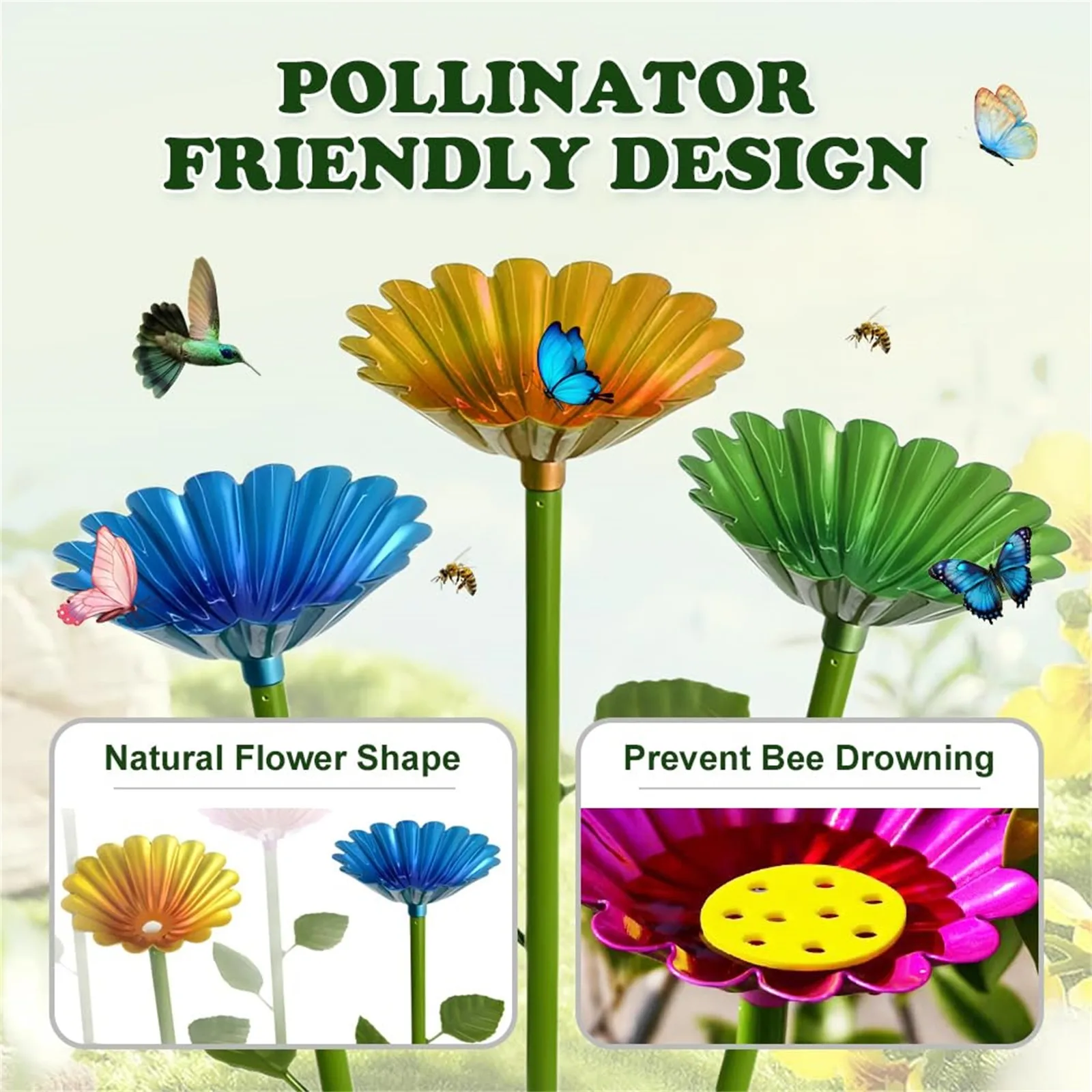 

Bee Watering Station Metal Bee Water Feeder Multi-function Butterfly Bath Bowl Standing Bee Feeder For Garden Yard Decor