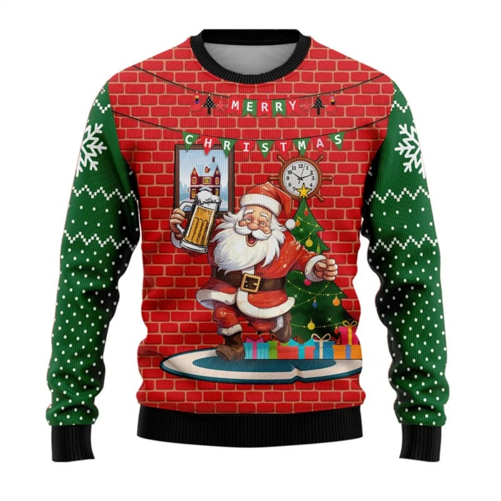 

Fashion 3D Print Cartoon Santa Claus Sweatshirt for Men Merry Christmas Pattern Hoodie Casual Harajuku Loose Top O-Neck Pullover