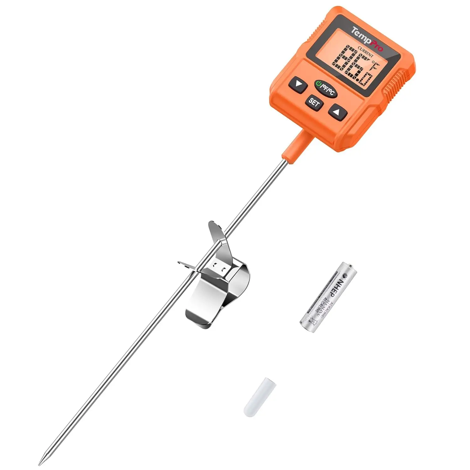 

Digital Candy Thermometer with Pot Clip, Programmable Instant Read for Baking Grilling Deep Fry