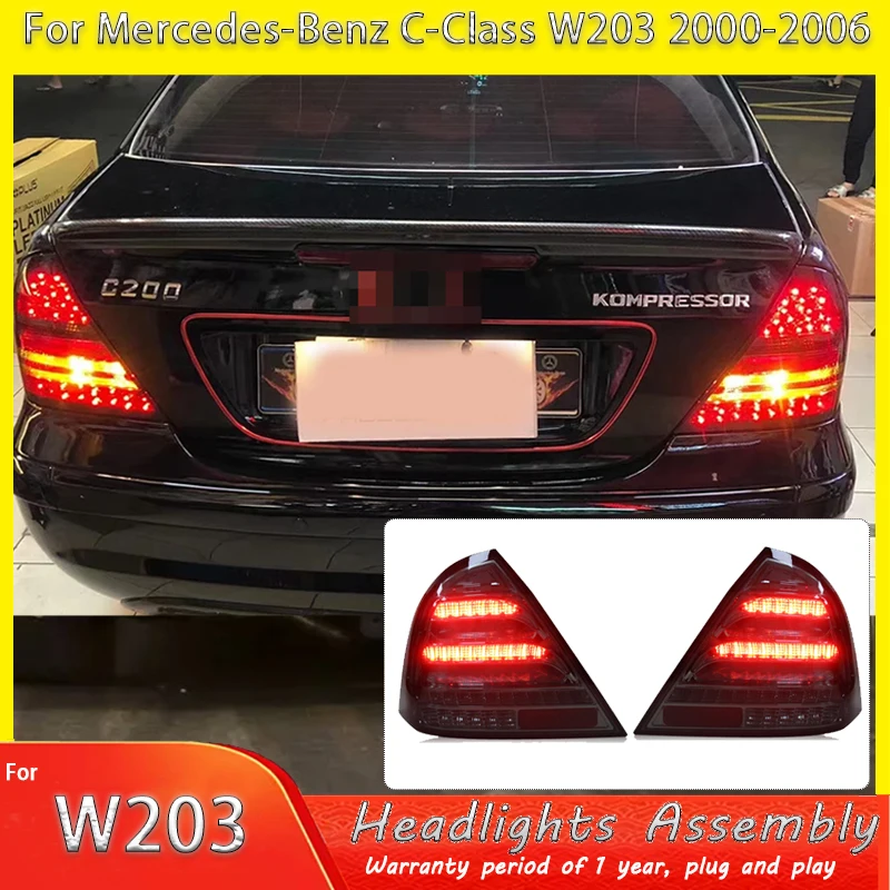 

Автомобильные светодиодные задние фонари, аксессуары для Benz C-Class W203 2000-2006, автоматический задний противотуманный фонарь DRL, стоп-сигнал поворота Plug and Play