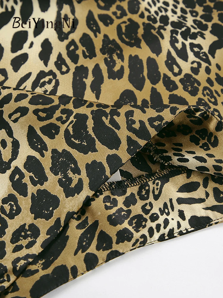 Beiyingni Summer Vintage Women's Long Maxi Skirt 2025 Leopard Print Sexy High Street Mermaid Skirts for Woman Y2K Fashion Jupes