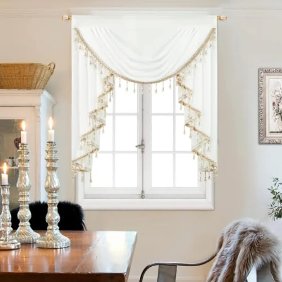 

Прозрачное платье с бисерной отделкой и бахромой - белое, в стиле водопад, для спальни и гостиной, декоративное короткое платье, 39 дюймов, широкое.