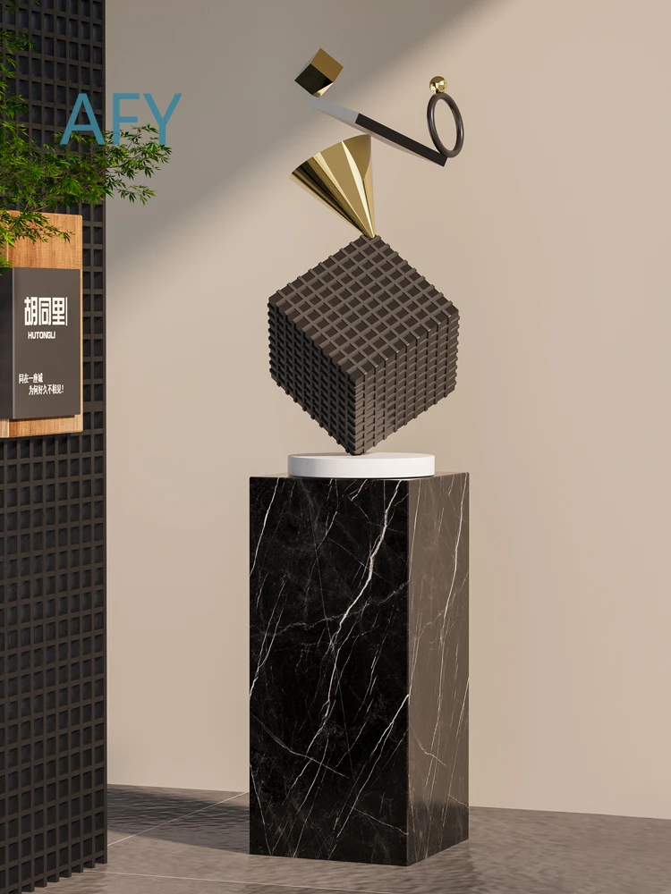 for Home Decor Creative Electroplated Art Block 3D Sculpture Ornament for Living Room Bedroom Hotel Lobby Shopping Mall Wall