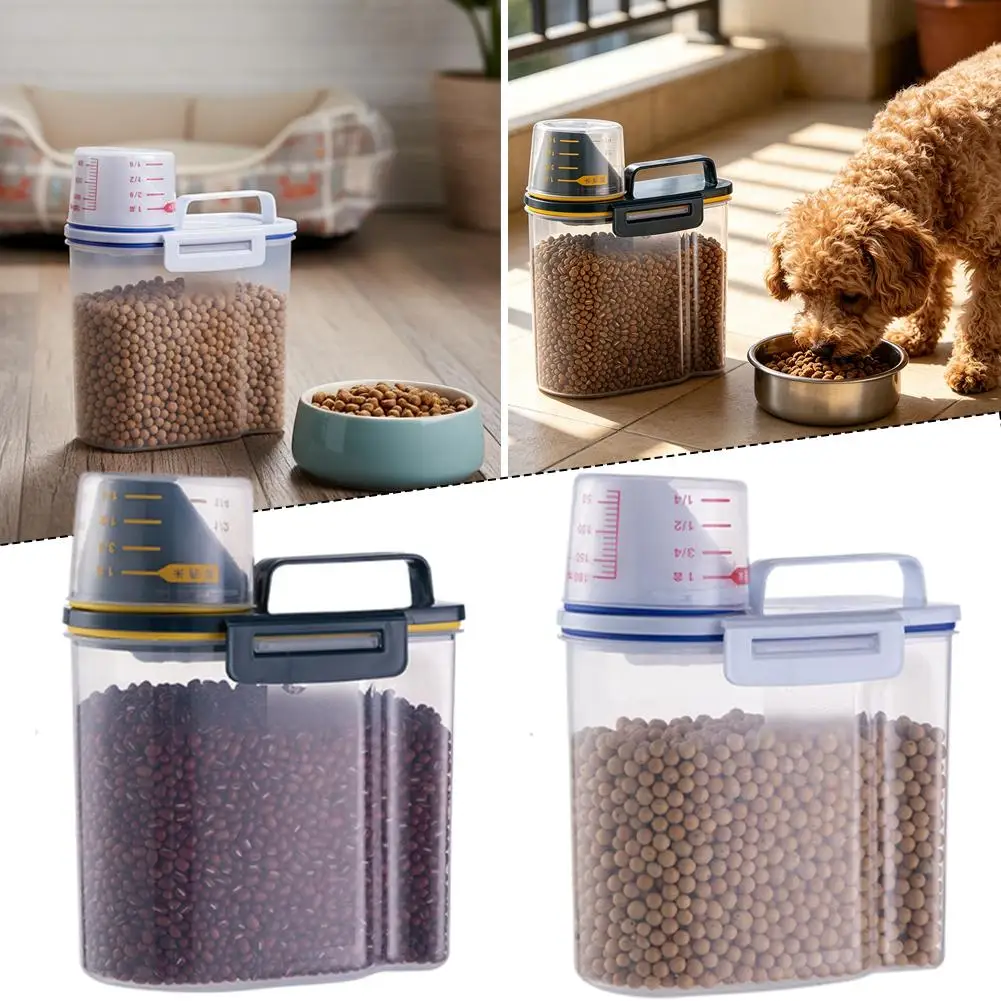 Clear Airtight Rice Storage Container for Kitchen or Dog Food Safety Lock Silicone Seal Portable Handle Square Grain Jar