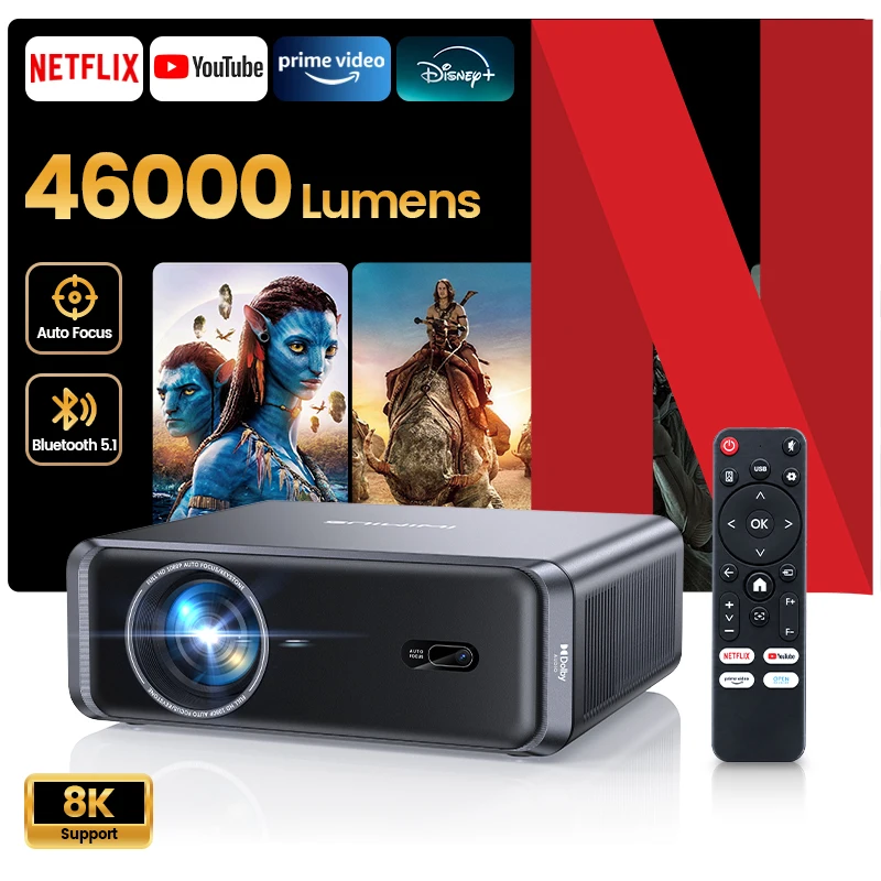 WIMIUS Projetor Android 4K WiFi Cinema em Casa Full HD