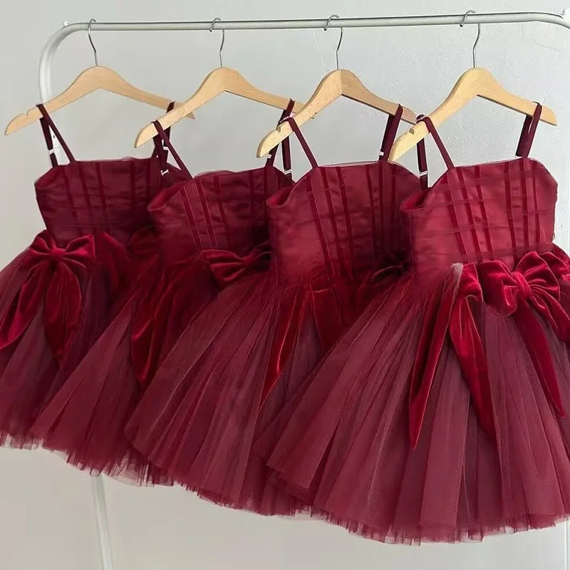 Performance Wear Dress Childrens Girls Sling Princess Gown New Birthday Party Outfit Formal Event Matching Dresses