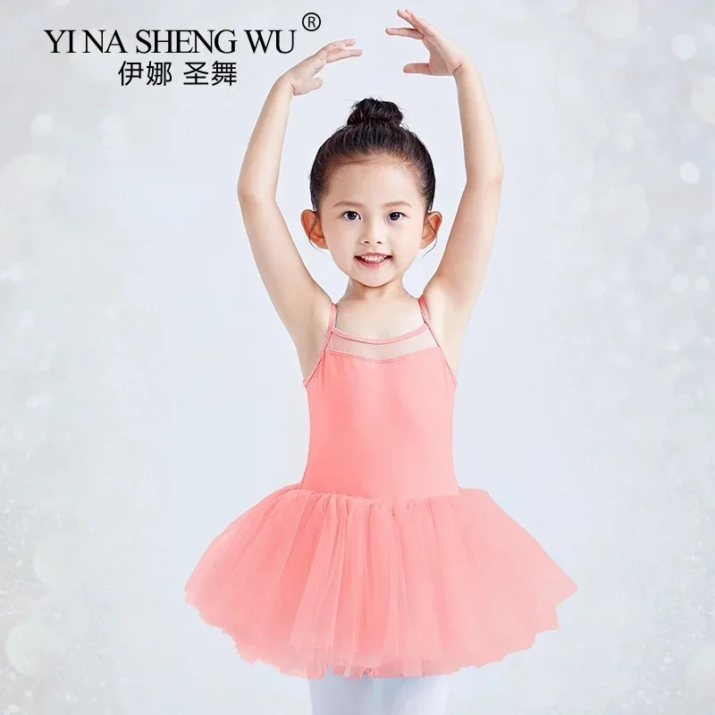 New Girls Camisole Ballet Leotard Dancewear Kids Cotton Gymnastics Practice Leotards Ballet Dance Bodysuit Gauze Skirt for Girl