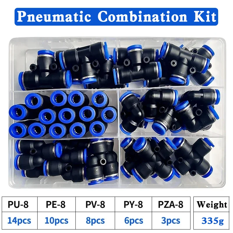 41 PCs Boxed PU-8/PE-8/PZA-8/PY-8/PV-8/PG-8/PK-8 Pneumatic Connectors Kit 8mm 6mm Outer Diameter of the Hose Pipe Tube Air