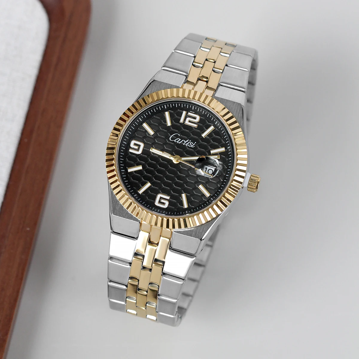 Hoge kwaliteit herenklok waterdicht datum man horloge roestvrij staal quartz herenhorloges mode honingraat wijzerplaat polshorloge reloj